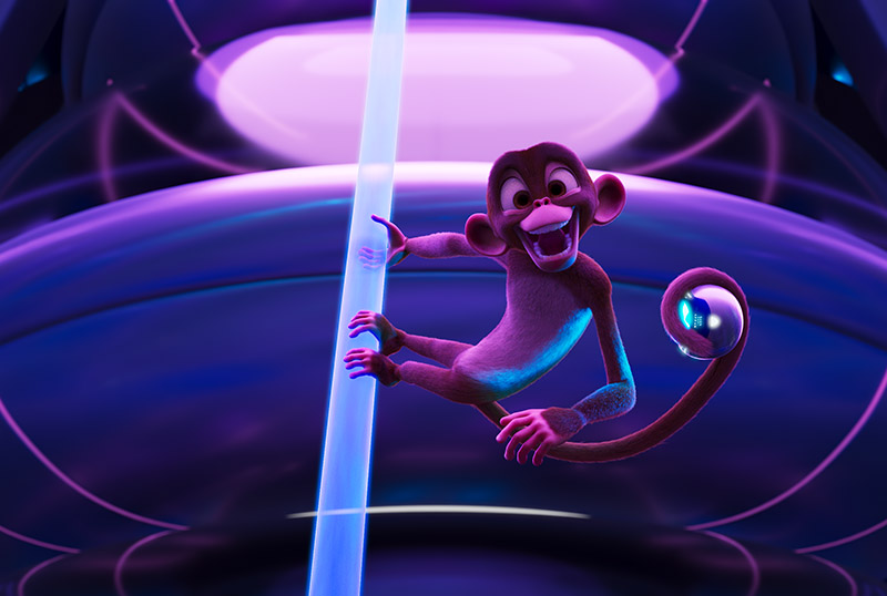 Singe sur un vaisseau spacial