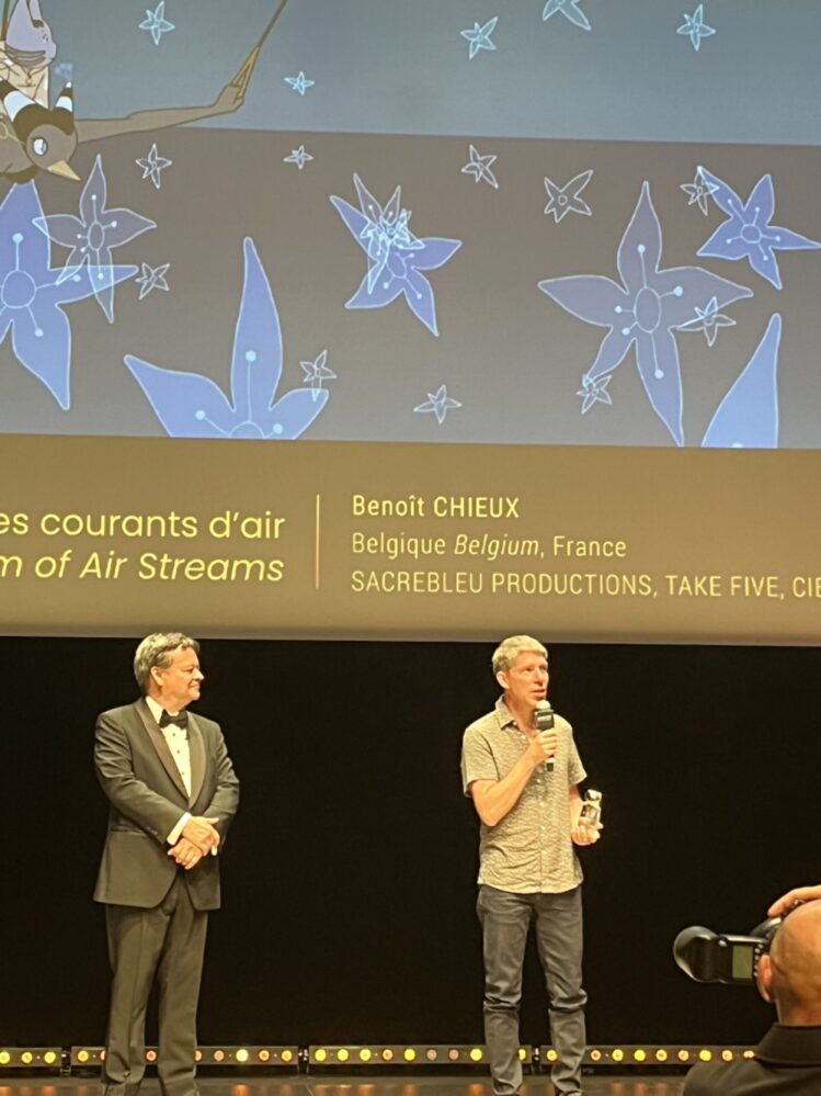 Benoît Chieux, Marcel Jean et son trophée palmarès du festival d'Annecy 2023
